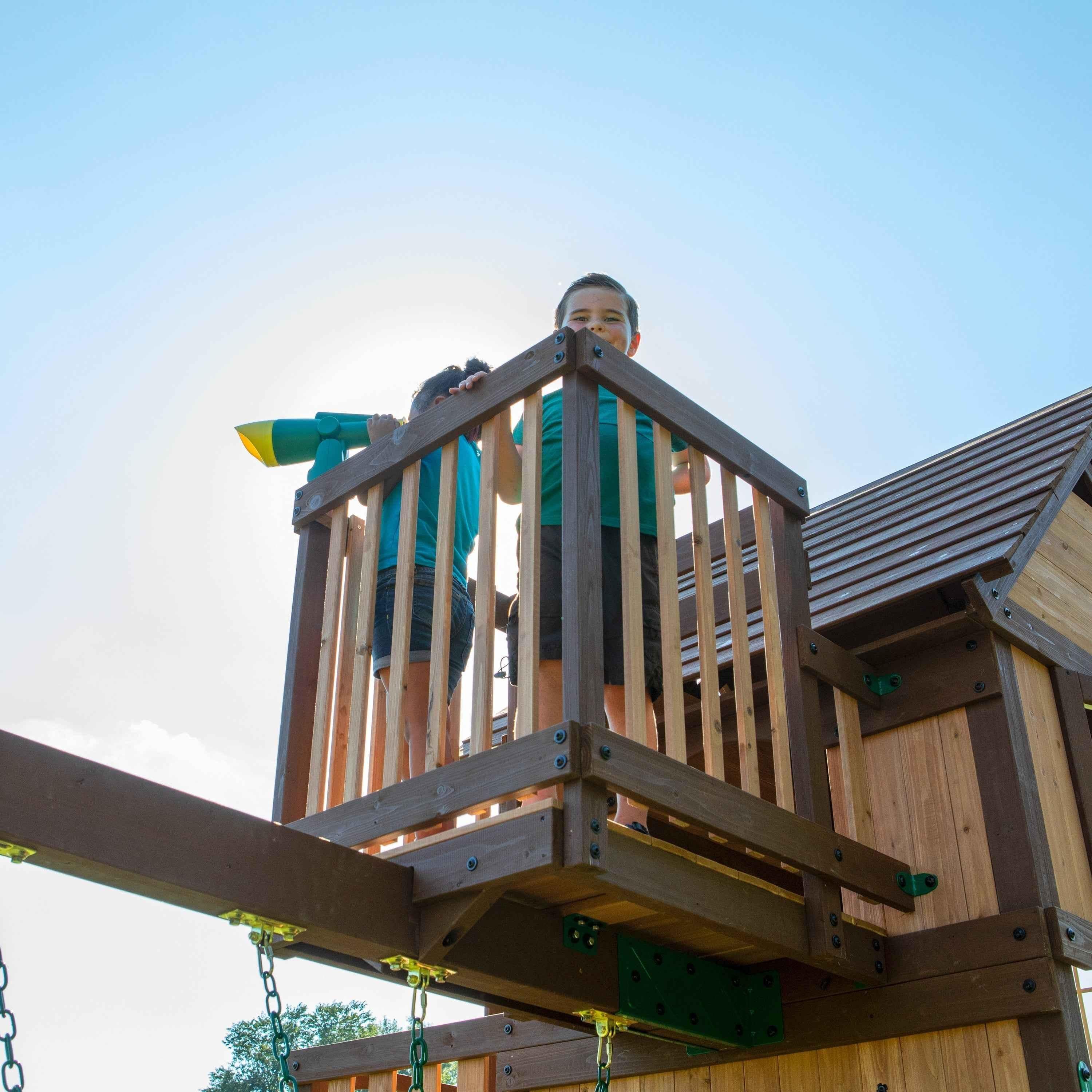 Backyard Discovery Skyfort II With Spiral Tube Slide.