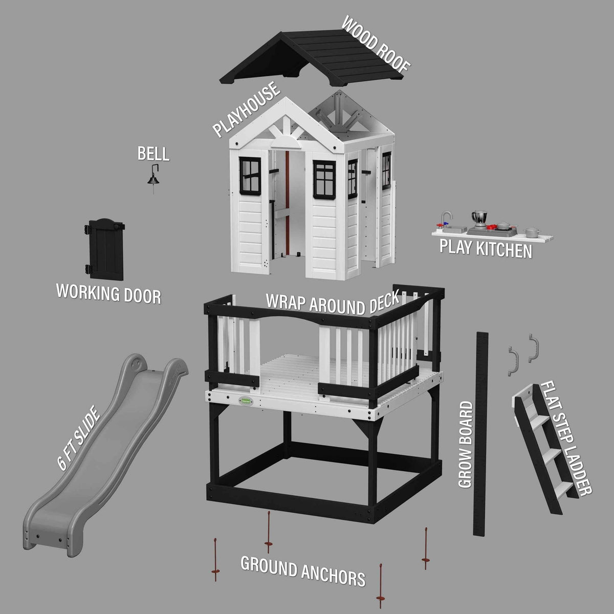 Backyard Discovery Sweetwater Heights Elevated Playhouse.