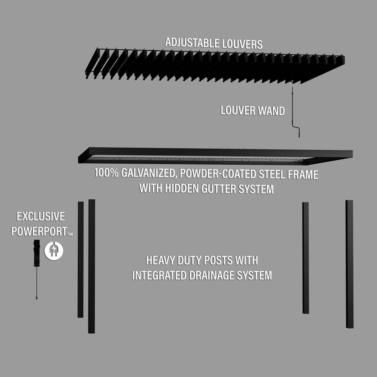 Backyard Discovery 16x10 Sarasota Steel Louvered Pergola.