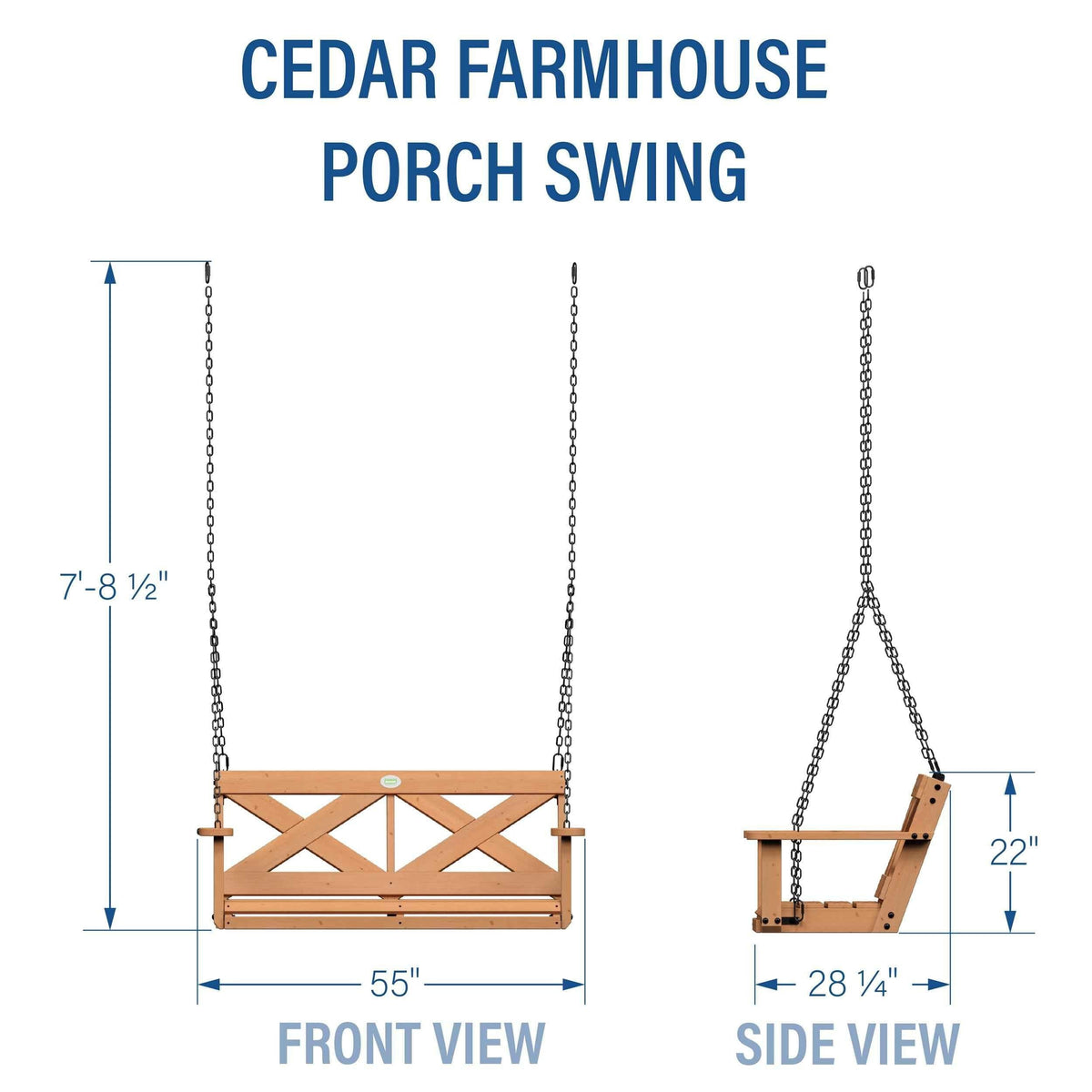 Backyard Discovery Cedar Farmhouse Porch Swing Light Brown.