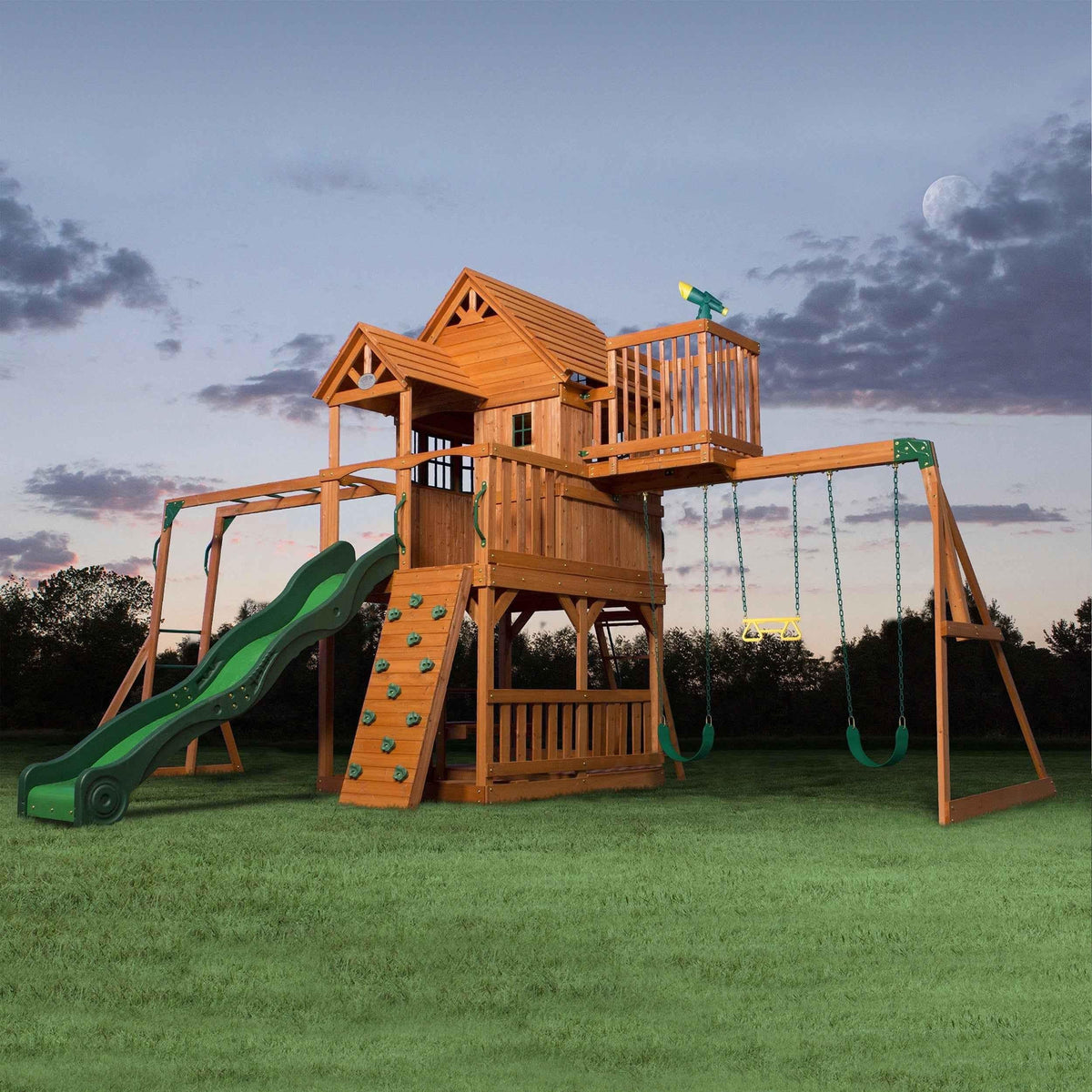 Backyard Discovery Skyfort II Swing Set.