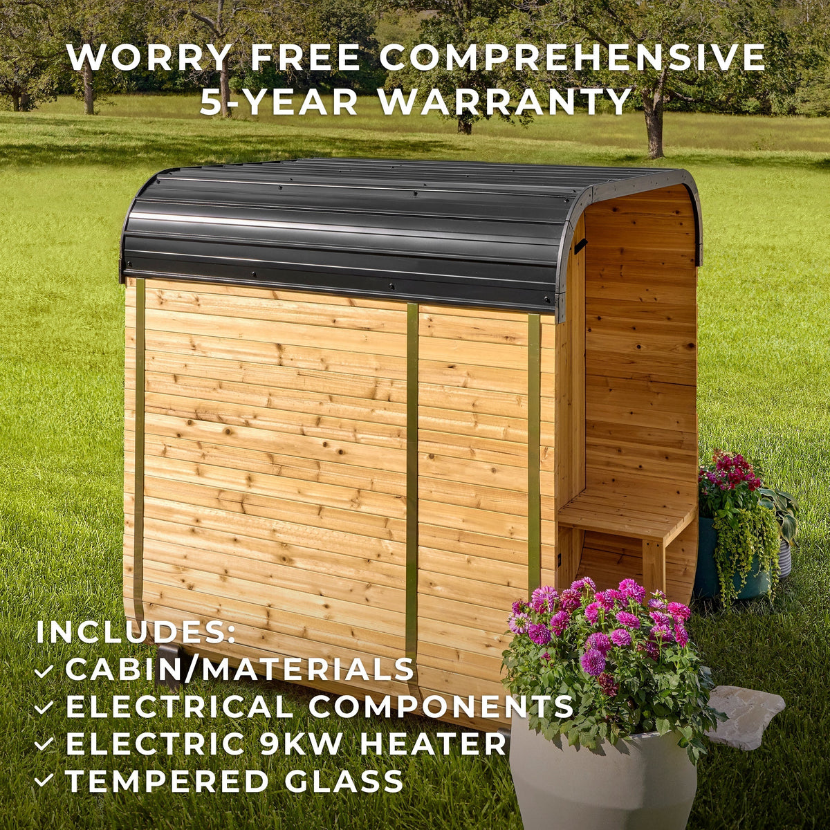 Lennon Outdoor Cube Sauna with Porch – 2-4 Person