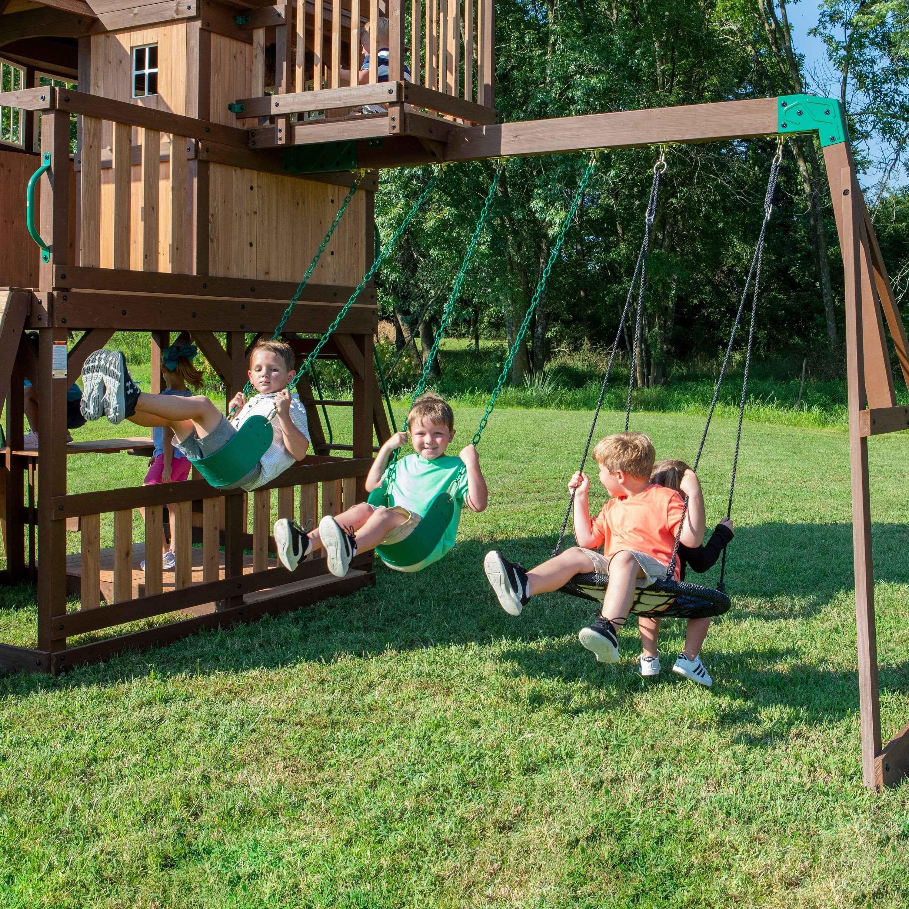 Backyard Discovery Skyfort II With Spiral Tube Slide.