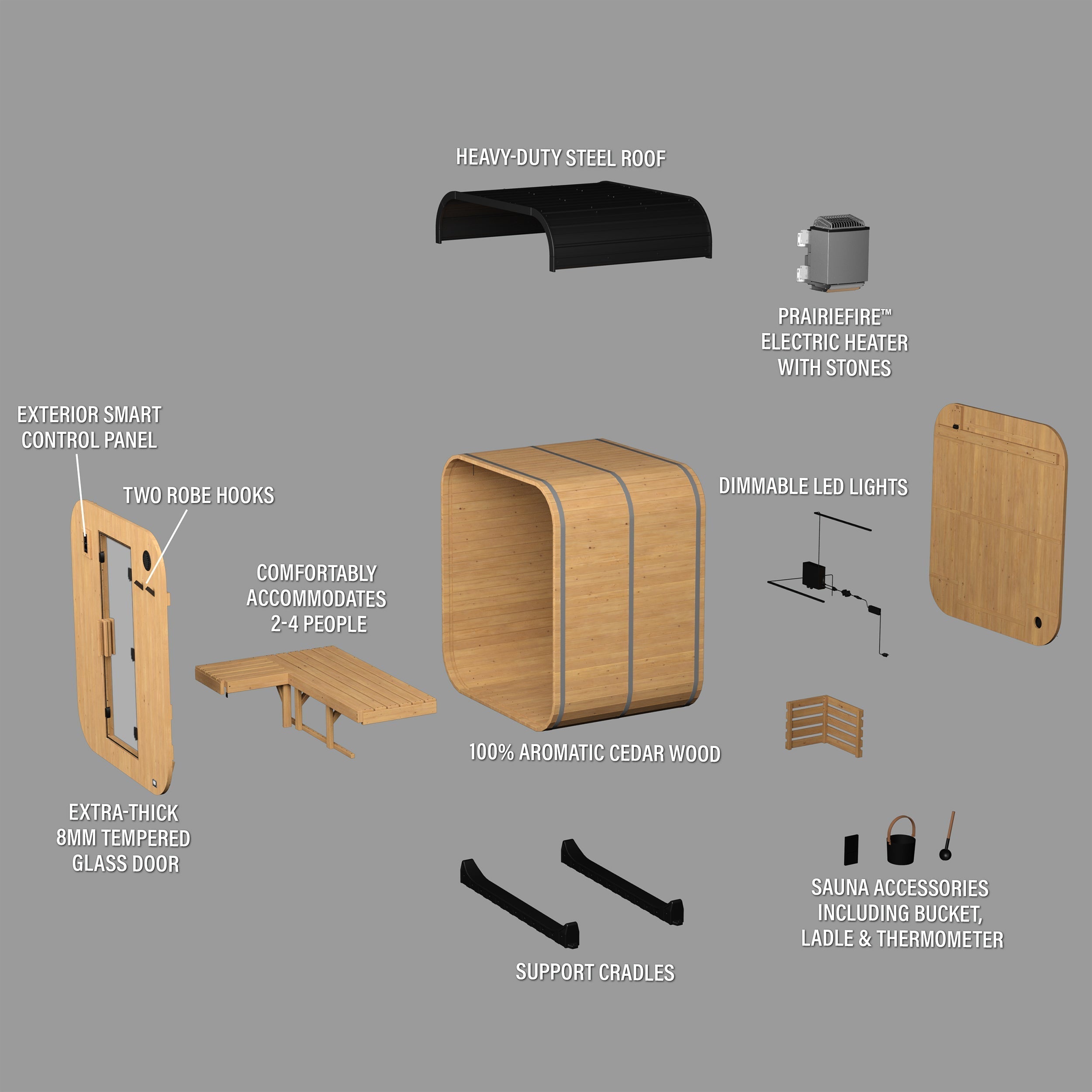 Lennon Outdoor Cube Sauna – 2-4 Person